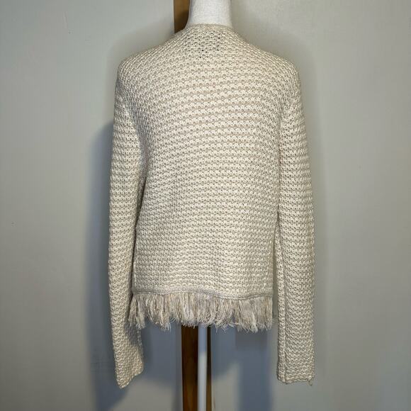 Etcetera cream & beige knit open-front cotton cardigan sweater size M - Picture 4 of 11